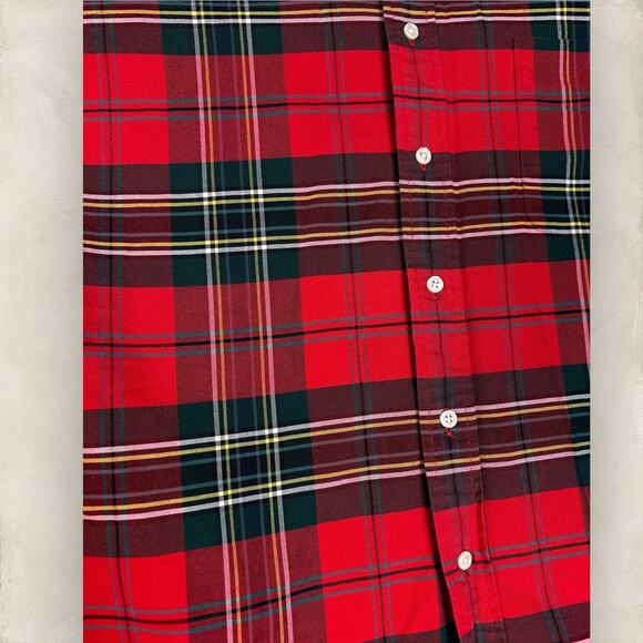 Ralph Lauren Button Down Shirt Mens XL Red Big Oxford Plaid Long Sleeve Cotton - Picture 3 of 5